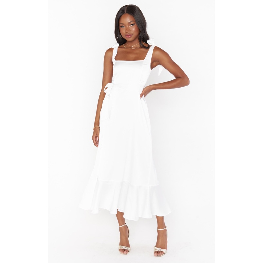 Show Me Your Mumu Garden Midi in Ivory Luxe Satin Size S